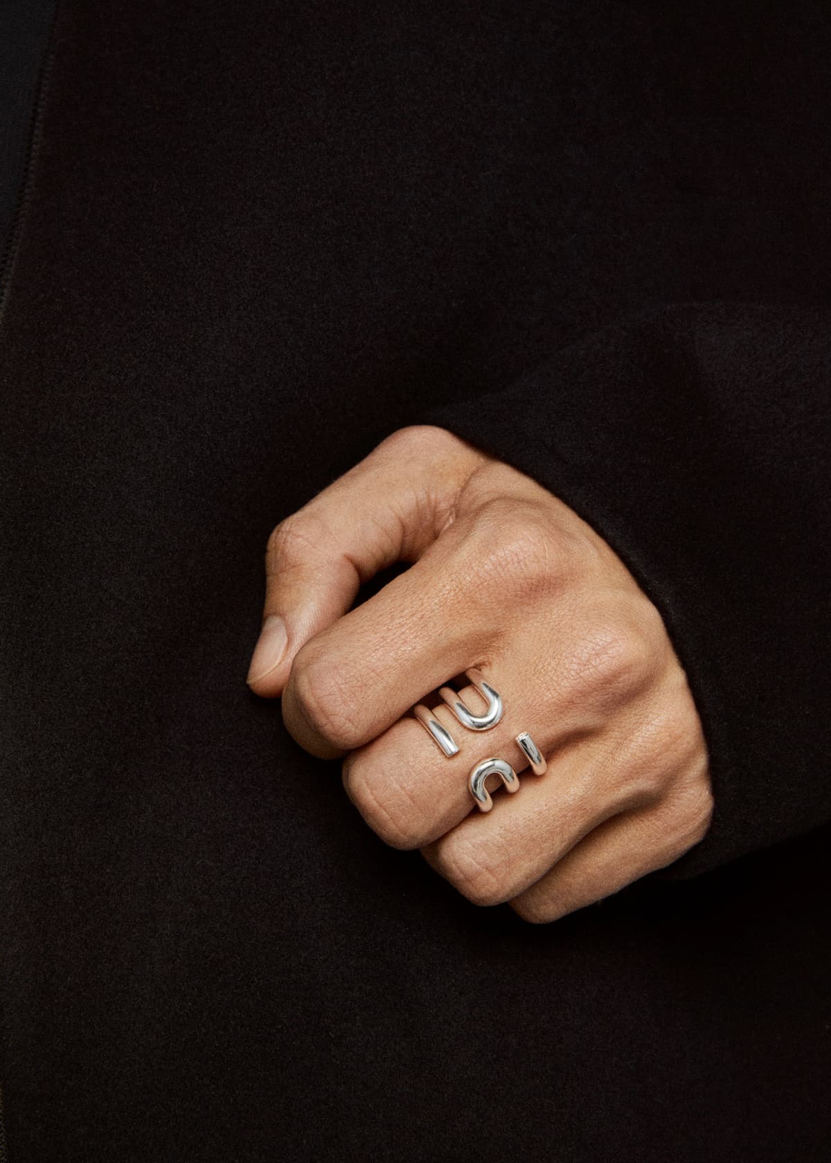 Turnt Silver Rings Turn ring double